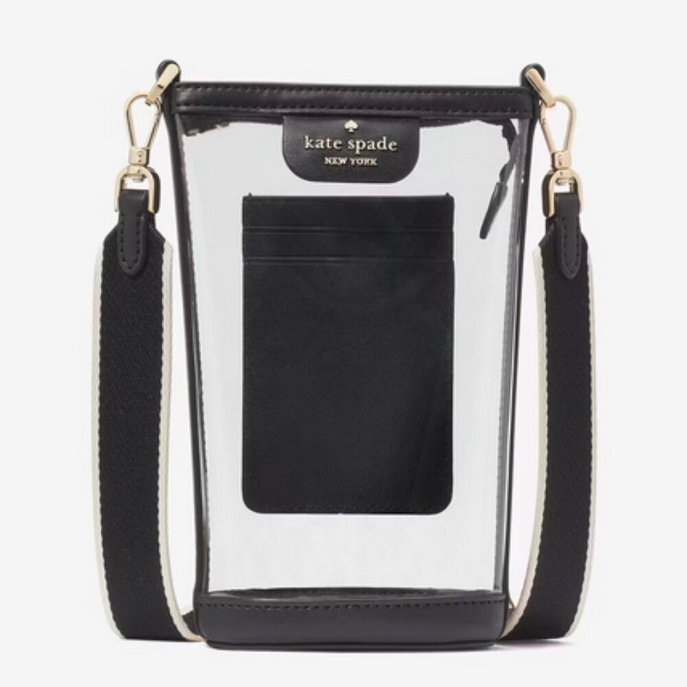 Kate Spade Clare North South Zip Phone Crossbody Clear See Through Purse KG085